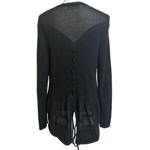 August Silk Women's XL Open Cardigan Sweater w/ Back Lace Up Tie Cotton Viscose